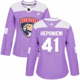 Women's Adidas Florida Panthers #41 Aleksi Heponiemi Authentic Purple Fights Cancer Practice NHL Jersey