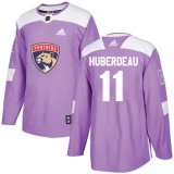 Men's Adidas Florida Panthers #11 Jonathan Huberdeau Authentic Purple Fights Cancer Practice NHL Jersey