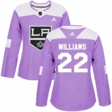 Women's Adidas Los Angeles Kings #22 Tiger Williams Authentic Purple Fights Cancer Practice NHL Jersey