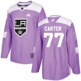 Youth Adidas Los Angeles Kings #77 Jeff Carter Authentic Purple Fights Cancer Practice NHL Jersey