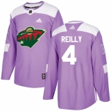 Youth Adidas Minnesota Wild #4 Mike Reilly Authentic Purple Fights Cancer Practice NHL Jersey