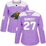 Women's Adidas Minnesota Wild #27 Kyle Quincey Authentic Purple Fights Cancer Practice NHL Jersey