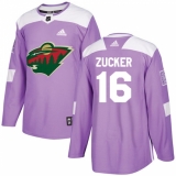 Men's Adidas Minnesota Wild #16 Jason Zucker Authentic Purple Fights Cancer Practice NHL Jersey
