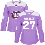 Women's Adidas Montreal Canadiens #27 Alexei Kovalev Authentic Purple Fights Cancer Practice NHL Jersey