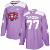 Youth Adidas Montreal Canadiens #77 Pierre Turgeon Authentic Purple Fights Cancer Practice NHL Jersey
