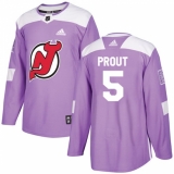 Youth Adidas New Jersey Devils #5 Dalton Prout Authentic Purple Fights Cancer Practice NHL Jersey