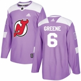 Men's Adidas New Jersey Devils #6 Andy Greene Authentic Purple Fights Cancer Practice NHL Jersey