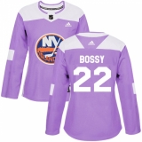 Women's Adidas New York Islanders #22 Mike Bossy Authentic Purple Fights Cancer Practice NHL Jersey