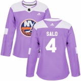 Women's Adidas New York Islanders #4 Robin Salo Authentic Purple Fights Cancer Practice NHL Jersey