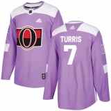 Men's Adidas Ottawa Senators #7 Kyle Turris Authentic Purple Fights Cancer Practice NHL Jersey