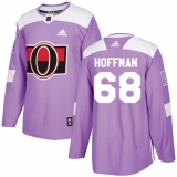 Men's Adidas Ottawa Senators #68 Mike Hoffman Authentic Purple Fights Cancer Practice NHL Jersey