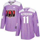 Youth Adidas Ottawa Senators #11 Daniel Alfredsson Authentic Purple Fights Cancer Practice NHL Jersey
