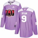 Men's Adidas Ottawa Senators #9 Bobby Ryan Authentic Purple Fights Cancer Practice NHL Jersey