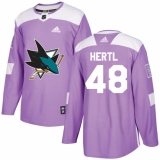 Youth Adidas San Jose Sharks #48 Tomas Hertl Authentic Purple Fights Cancer Practice NHL Jersey