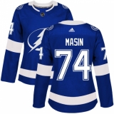 Women's Adidas Tampa Bay Lightning #74 Dominik Masin Authentic Royal Blue Home NHL Jersey