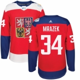 Men's Adidas Team Czech Republic #34 Petr Mrazek Authentic Red Away 2016 World Cup of Hockey Jersey