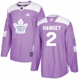 Men's Adidas Toronto Maple Leafs #2 Ron Hainsey Authentic Purple Fights Cancer Practice NHL Jersey