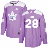 Men's Adidas Toronto Maple Leafs #28 Tie Domi Authentic Purple Fights Cancer Practice NHL Jersey