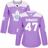 Women's Adidas Toronto Maple Leafs #47 Leo Komarov Authentic Purple Fights Cancer Practice NHL Jersey