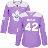Women's Adidas Toronto Maple Leafs #42 Tyler Bozak Authentic Purple Fights Cancer Practice NHL Jersey