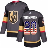 Men's Adidas Vegas Golden Knights #20 Paul Thompson Authentic Gray USA Flag Fashion NHL Jersey