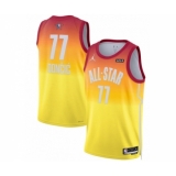 Men's 2023 All-Star #77 Luka Doncic Orange Game Swingman Stitched Basketball Jersey