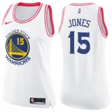 Women's Nike Golden State Warriors #15 Damian Jones Swingman White/Pink Fashion NBA Jersey