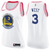Women's Nike Golden State Warriors #3 David West Swingman White/Pink Fashion NBA Jersey