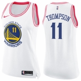 Women's Nike Golden State Warriors #11 Klay Thompson Swingman White/Pink Fashion NBA Jersey