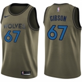 Men's Nike Minnesota Timberwolves #67 Taj Gibson Swingman Green Salute to Service NBA Jersey