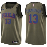 Youth Nike Philadelphia 76ers #13 Wilt Chamberlain Swingman Green Salute to Service NBA Jersey