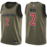 Youth Nike Washington Wizards #2 John Wall Swingman Green Salute to Service NBA Jersey