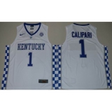 Kentucky Wildcats #1 John Calipari White Basketball Elite Stitched NCAA Jersey