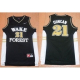 Wake Forest Demon Deacons #21 Tim Duncan Black Basketball Stitched NCAA Jersey