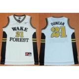 Wake Forest Demon Deacons #21 Tim Duncan White Basketball Stitched NCAA Jersey