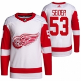 Men's Detroit Red Wings #53 Moritz Seider White Stitched Jersey