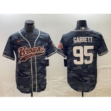Men's Cleveland Browns #95 Myles Garrett Gray Camo Cool Base Stitched Baseball Jersey
