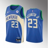 Men's Milwaukee Bucks #23 TyTy Washington Jr. Blue 2023-24 City Edition Stitched Basketball Jersey