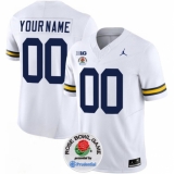 Men's Michigan Wolverines ACTIVE PLAYER Custom 2023 F.U.S.E. White Rose Bowl Stitched Jersey