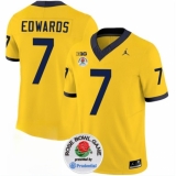 Men's Michigan Wolverines #7 Donovan Edwards 2023 F.U.S.E. Yellow Rose Bowl Stitched Jersey