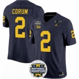 Men's Michigan Wolverines #2 Blake Corum 2024 F.U.S.E. Navy National Championship Stitched Jersey