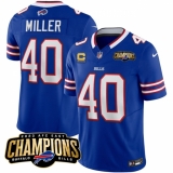 Men's Buffalo Bills #40 Von Miller Blue 2023 F.U.S.E. AFC East Champions With 4-star C Football Stitched Jersey