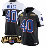 Men's Buffalo Bills #40 Von Miller Black White 2023 F.U.S.E. AFC East Champions With 4-star C Football Stitched Jersey