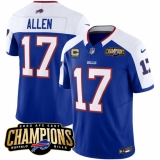 Men's Buffalo Bills #17 Josh Allen Blue White 2023 F.U.S.E. AFC East Champions With 4-star C Football Stitched Jersey