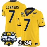Men's Michigan Wolverines #7 Donovan Edwards Yellow 2024 F.U.S.E. With 2023 National Champions Stitched Jersey