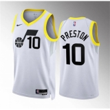 Men's Utah Jazz #10 Jason Preston White Association Edition Stitched Basketball Jersey