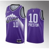 Men's Utah Jazz #10 Jason Preston Purple Classic Edition Stitched Basketball Jersey