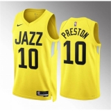 Men's Utah Jazz #10 Jason Preston Yellow Association Edition Stitched Basketball Jersey