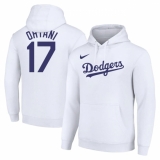 Men's Los Angeles Dodgers #17 Shohei Ohtani White Name & Number Pullover Hoodie