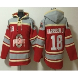 Men's Ohio State Buckeyes #18 Marvin Harrison Jr Red Ageless Must Have Lace Up Pullover Hoodie